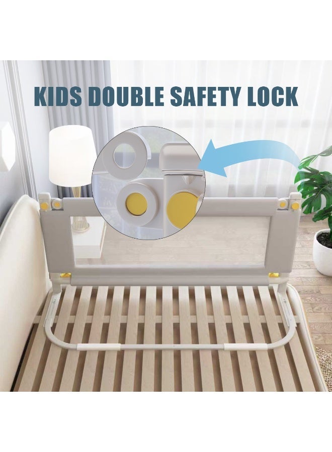 ميشيدا سياج حماية لسرير بحجم كوين (قطعة واحدة)، سياج جانبي للأطفال بدون حفر مع قابلية تعديل الارتفاع، حواجب جانبية أمان سميكة للأطفال / درابزين سرير للأطفال، بتصميم الدب الرمادي - Image 4